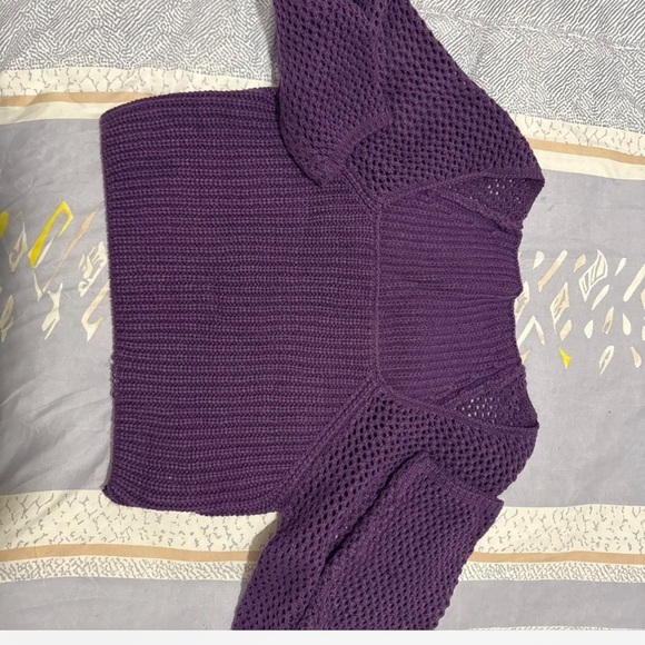 Purple Ribbed Knit Crop Top - Picture 3 of 5